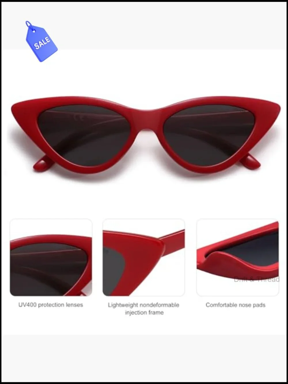 Retro Cat Eye Sunglasses UV400 Narrow Frame Women's Shades
